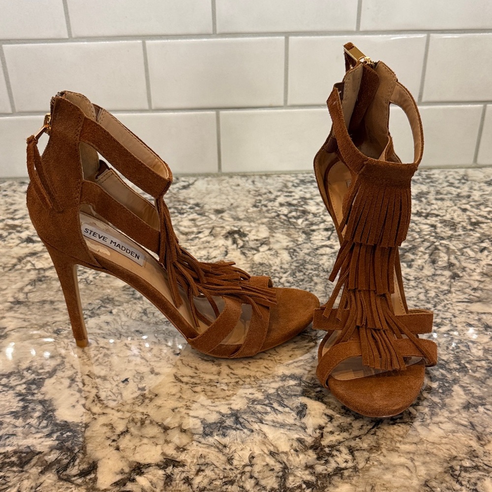 Steve Madden Brown Fringe Heels